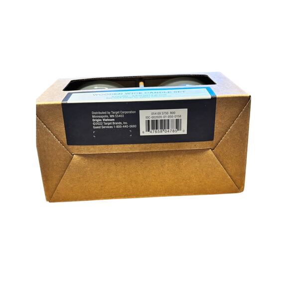 2 Pc Threshold Milky White Glass Vetiver Moss & Black Cedar Wooden Wick Candles - Picture 6 of 6